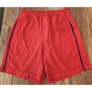 Lululemon Shorts Mens Medium Red Lined Gym Running Zip Pocket Drawstring Navy